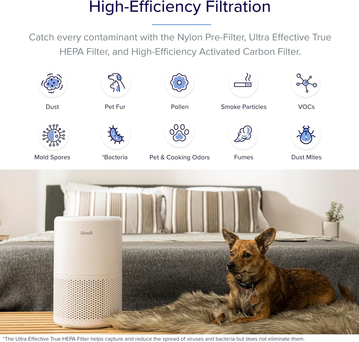 LEVOIT Core 200S Smart HEPA Air Purifier, 64m² Coverage - App & Alexa Control, Removes 99.97% Pollen, Dust, Odour & Smoke