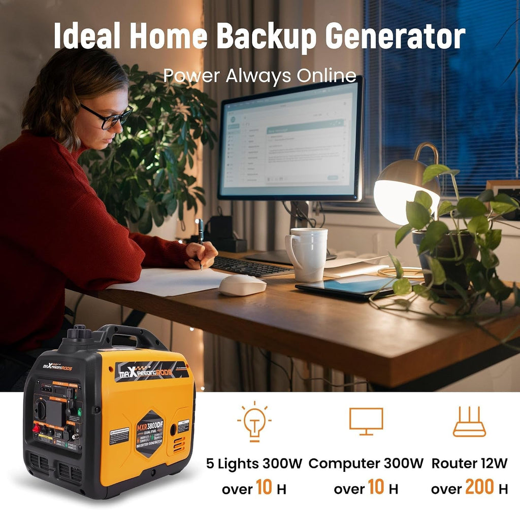 3500W Dual Fuel Inverter Generator Portable Digital Meter