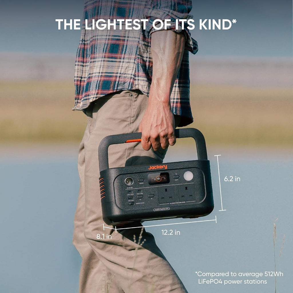 Solar Generator 500 V2 with 100W Solar Panel, 230V/500W Pure Sine Wave Portable Power Station, 1000W AC Output, 512Wh Lifepo4 Lithium Camping Battery Backup for Outdoors, Picnics, Fishing