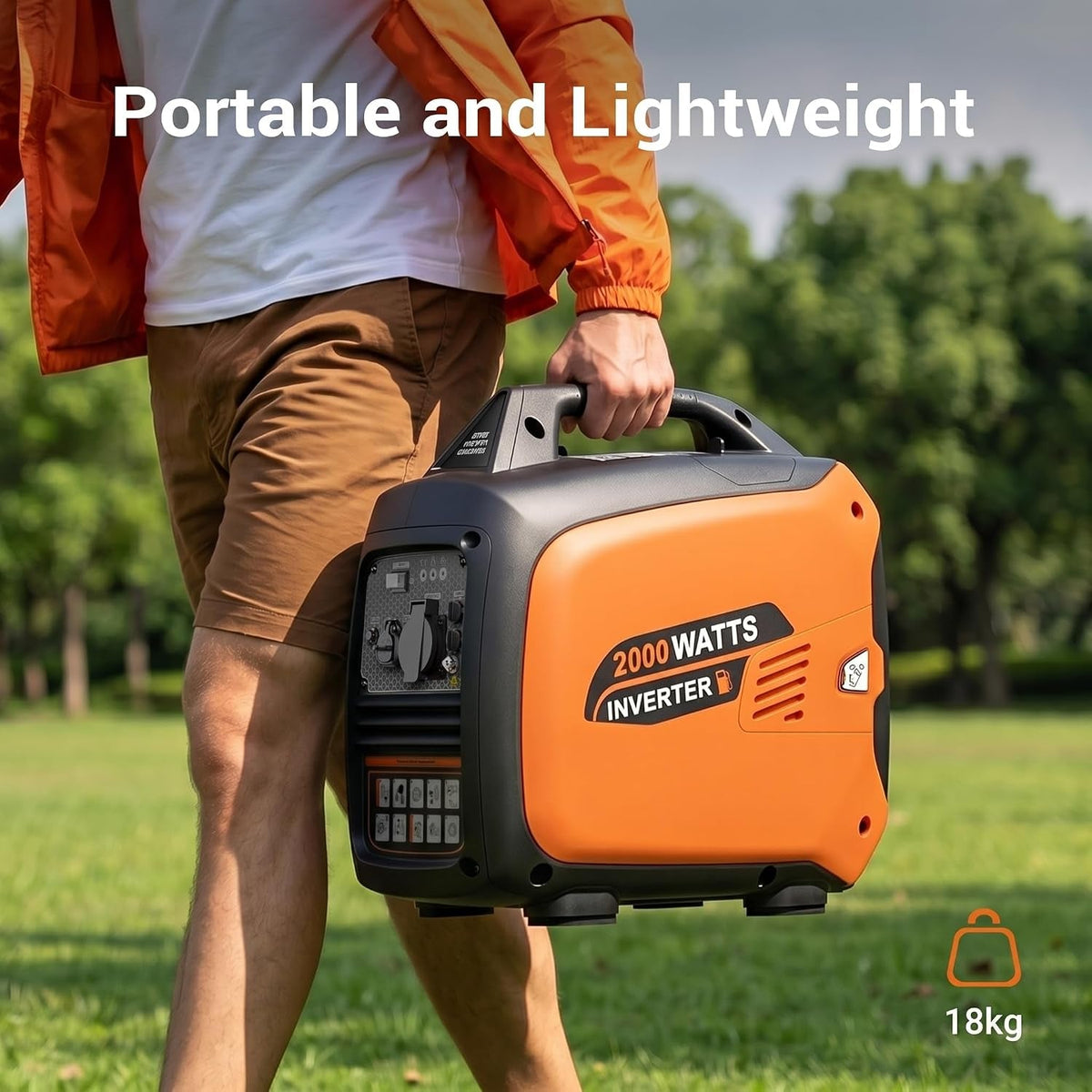 2000W Petrol Inverter Generator, Silent Portable for Camping