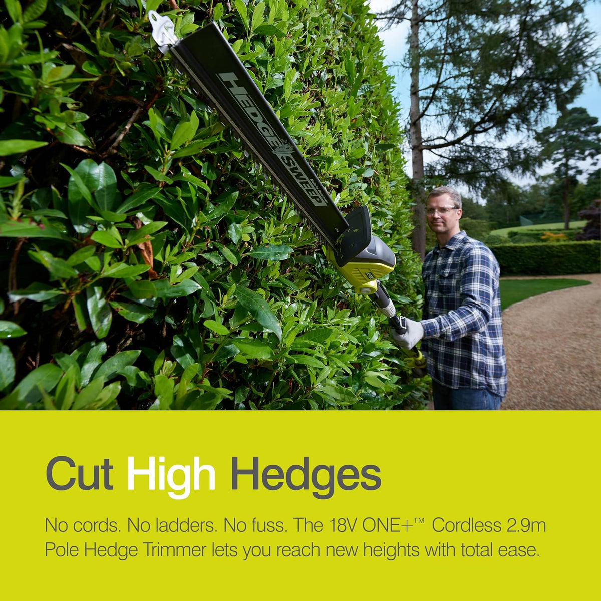 RYOBI OPT1845 18V ONE+ Cordless Pole Hedge Trimmer, 45cm Blade, Battery Not Included