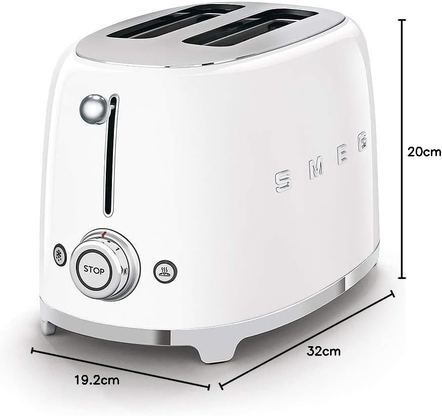 Smeg TSF01WHUK 50's Style Retro 2 Slice Toaster - White