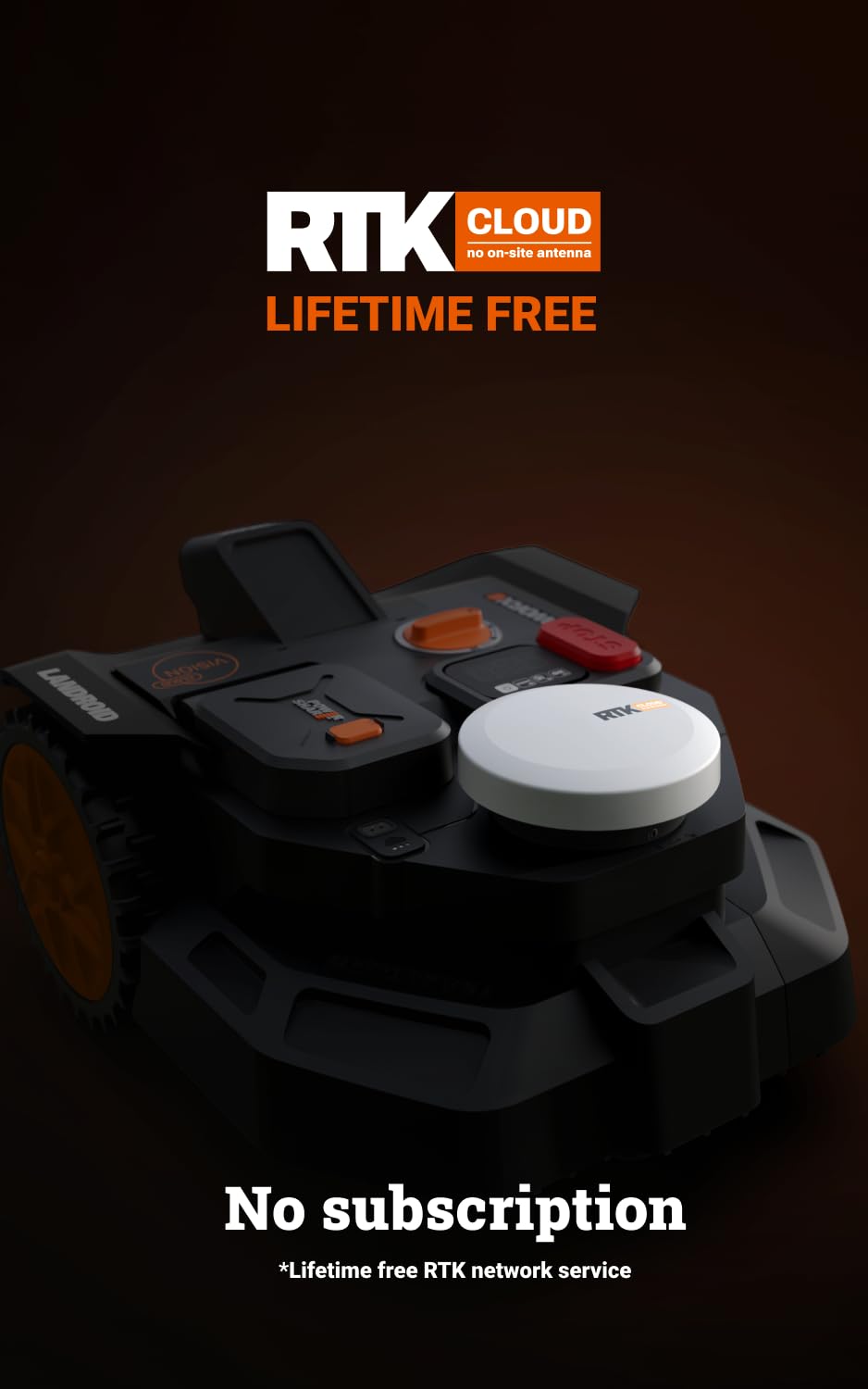 WORX Landroid Vision Cloud WR306E 2WD Robotic Lawnmower without Boundary Cable for 600 m² with Cut to Zero Module (AI Obstacle Detection, VSLAM+ RTK Cloud Navigation, Auto Mapping, App Control)