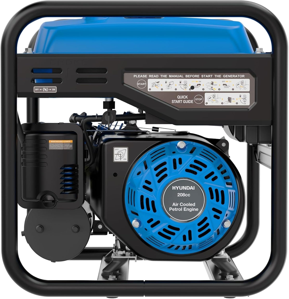 3.3Kw / 3300W Petrol Open Frame Inverter Generator, Recoil Start, 3.0Kw Continuous, 7.5L Long-Run Tank, Pure Sine Wave
