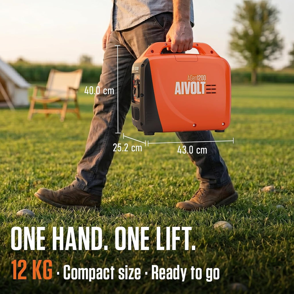 1200W Petrol Inverter Generator, Silent Portable for Camping, Home