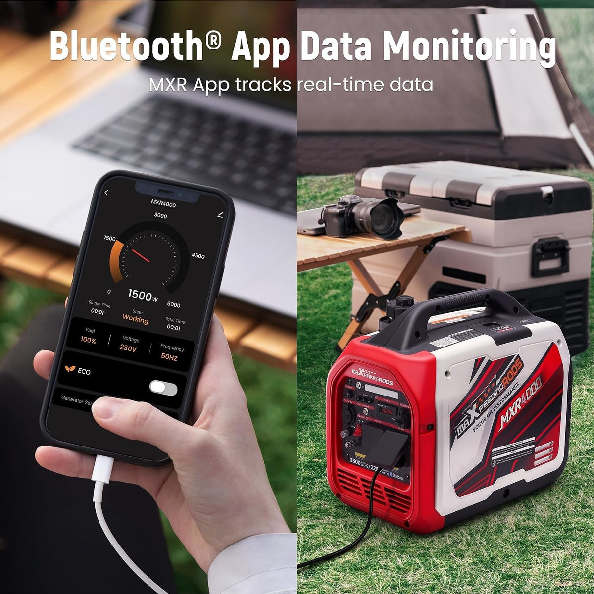 3500W Portable Inverter Generator with App Data Monitor