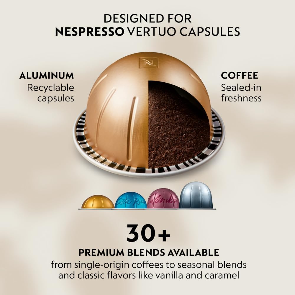 Nespresso Vertuo Pop+ Deluxe by De'Longhi Coffee Machine, Matte Black Chrome, Centrifusion Technology, 1100ml Tank, 5 Cup Sizes