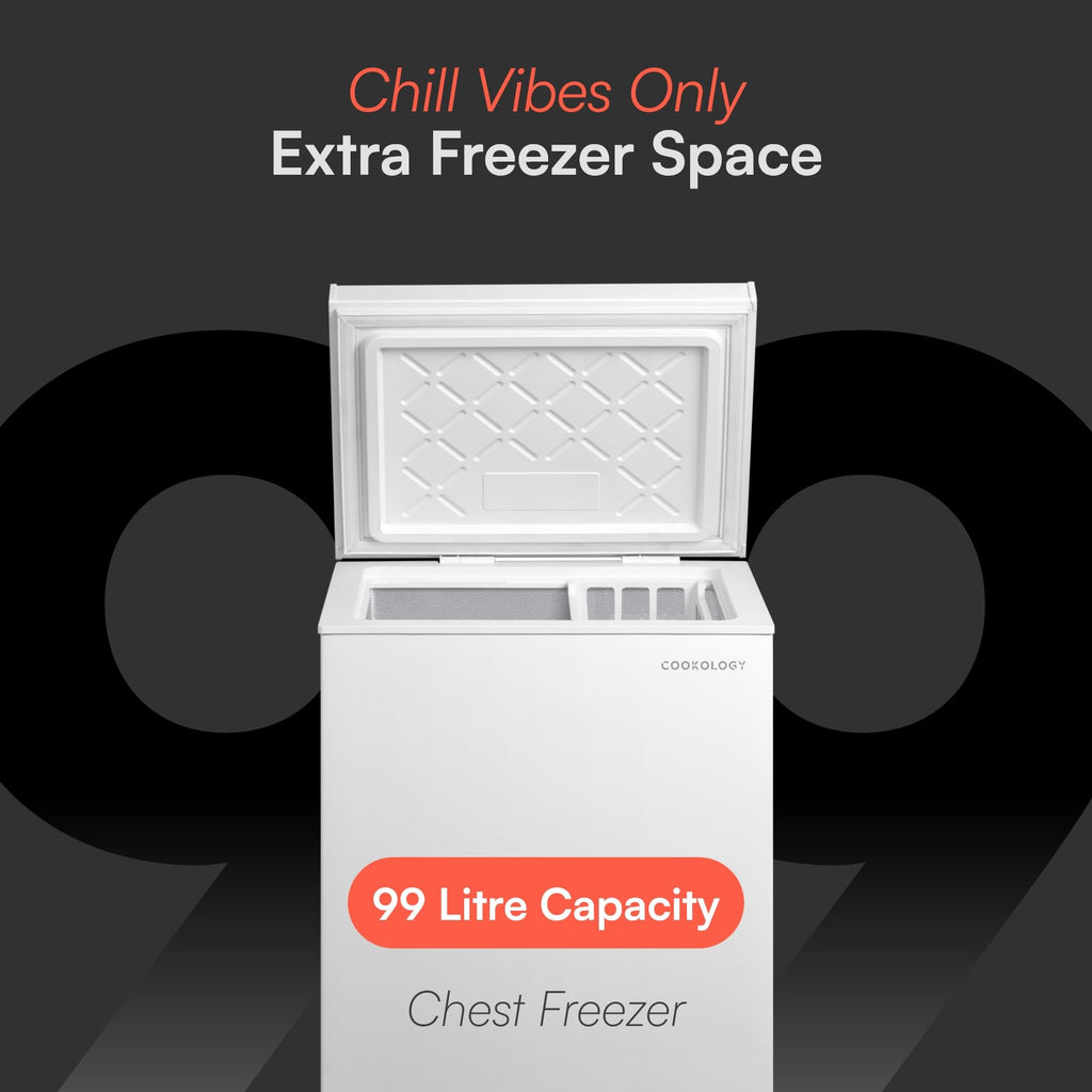 Cookology CCFZ99WH Freestanding Chest Freezer in White - 99 Litre Capacity - Suitable for Outbuildings