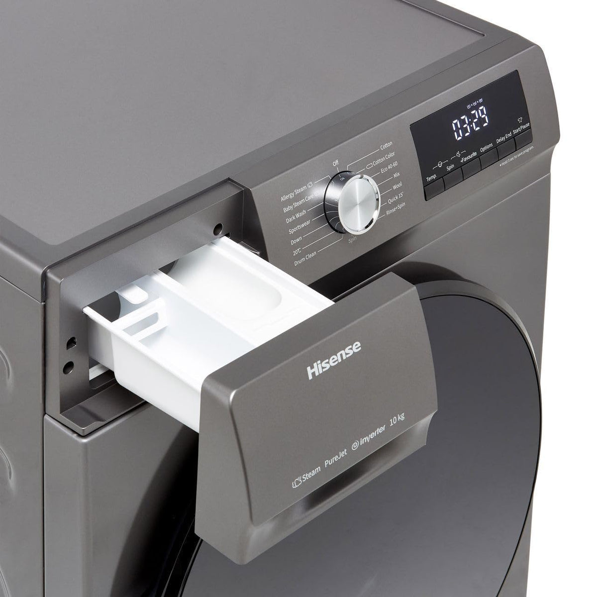 Hisense WFQA1014EVJMT 10kg Washing Machine with 1400 rpm - Titanium - A Rated
