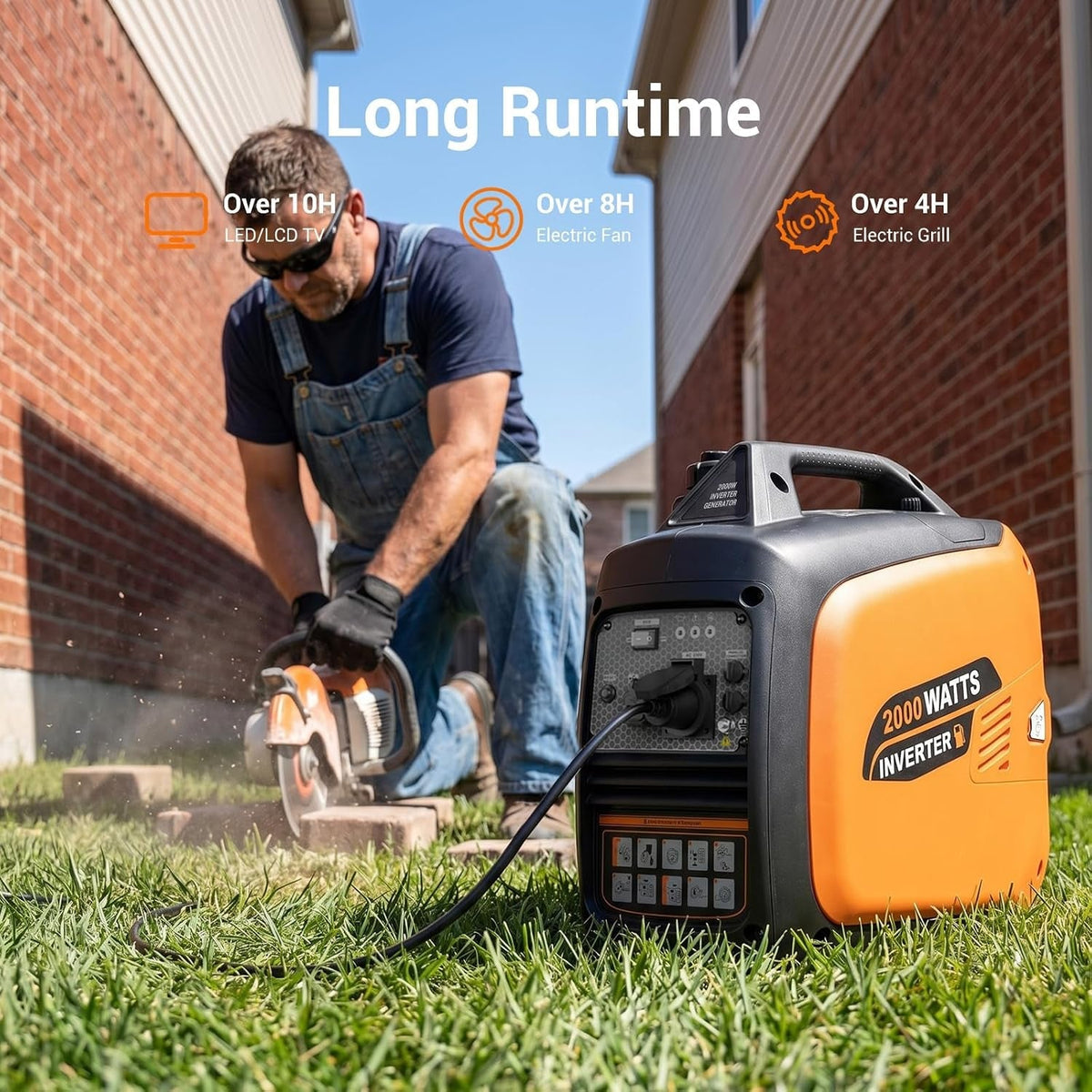 2000W Petrol Inverter Generator, Silent Portable for Camping