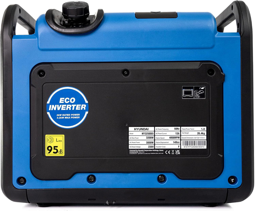 3200W / 3.2Kw Petrol Inverter Generator, Pure Sine Wave Output, Lightweight, Quiet with Electric Start, 3 Year Warranty