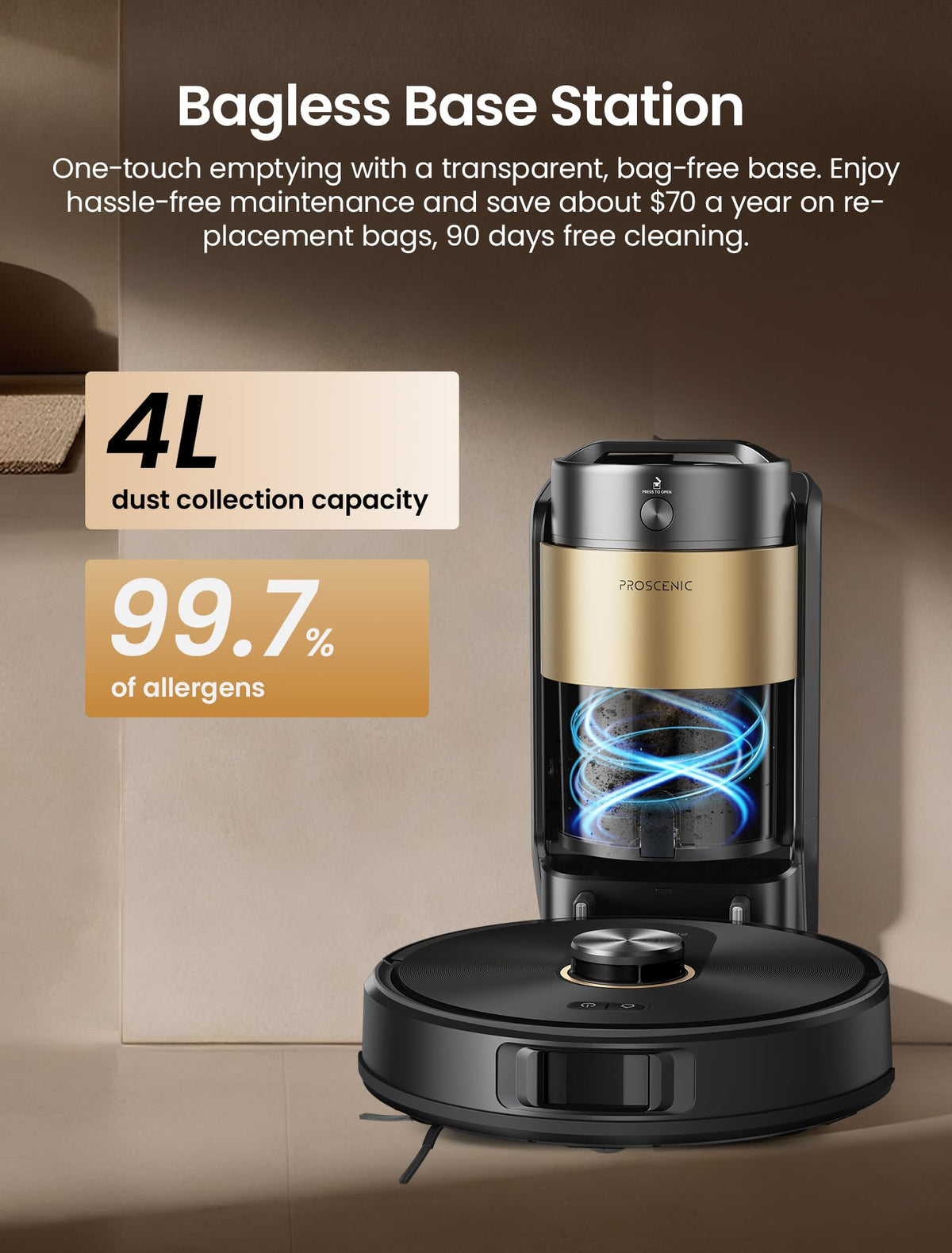 Proscenic Q20Plus Robot Vacuum and Mop, 200-Minute Runtime, 10000Pa