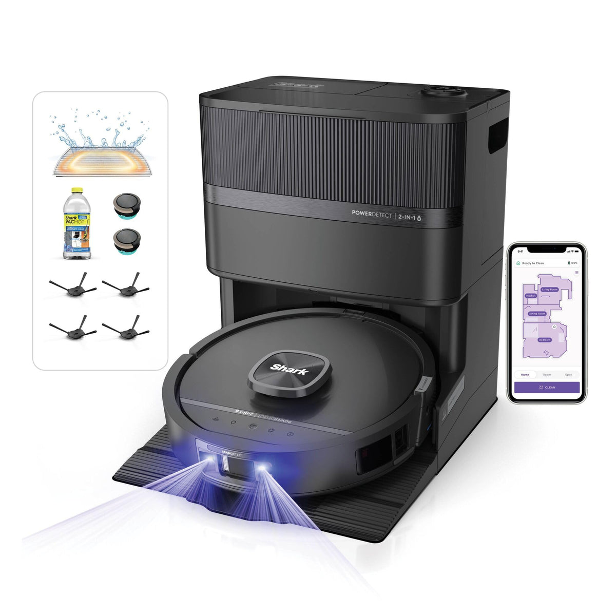 Shark PowerDetect UV Reveal Robot Mop and Vacuum, Black, AV3020XEUK