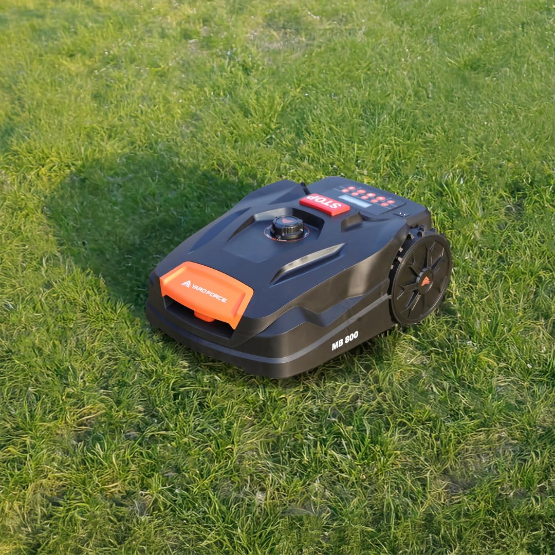 Yard Force MB800 Robotic Lawn Mower – Automatic Garden Robot, 20V Removable Lithium Battery, Bluetooth App Control, Adjustable 20–60mm Cutting Height, Ideal for Medium Lawns up to 800m²