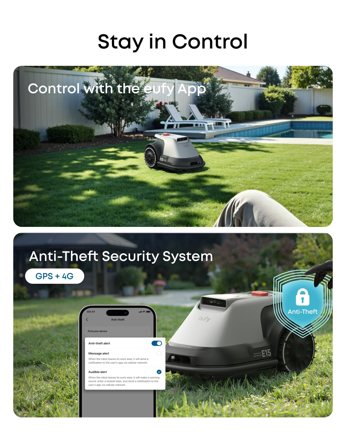 eufy Robot Lawn Mower, E15, Wire-Free with a Stable Signal