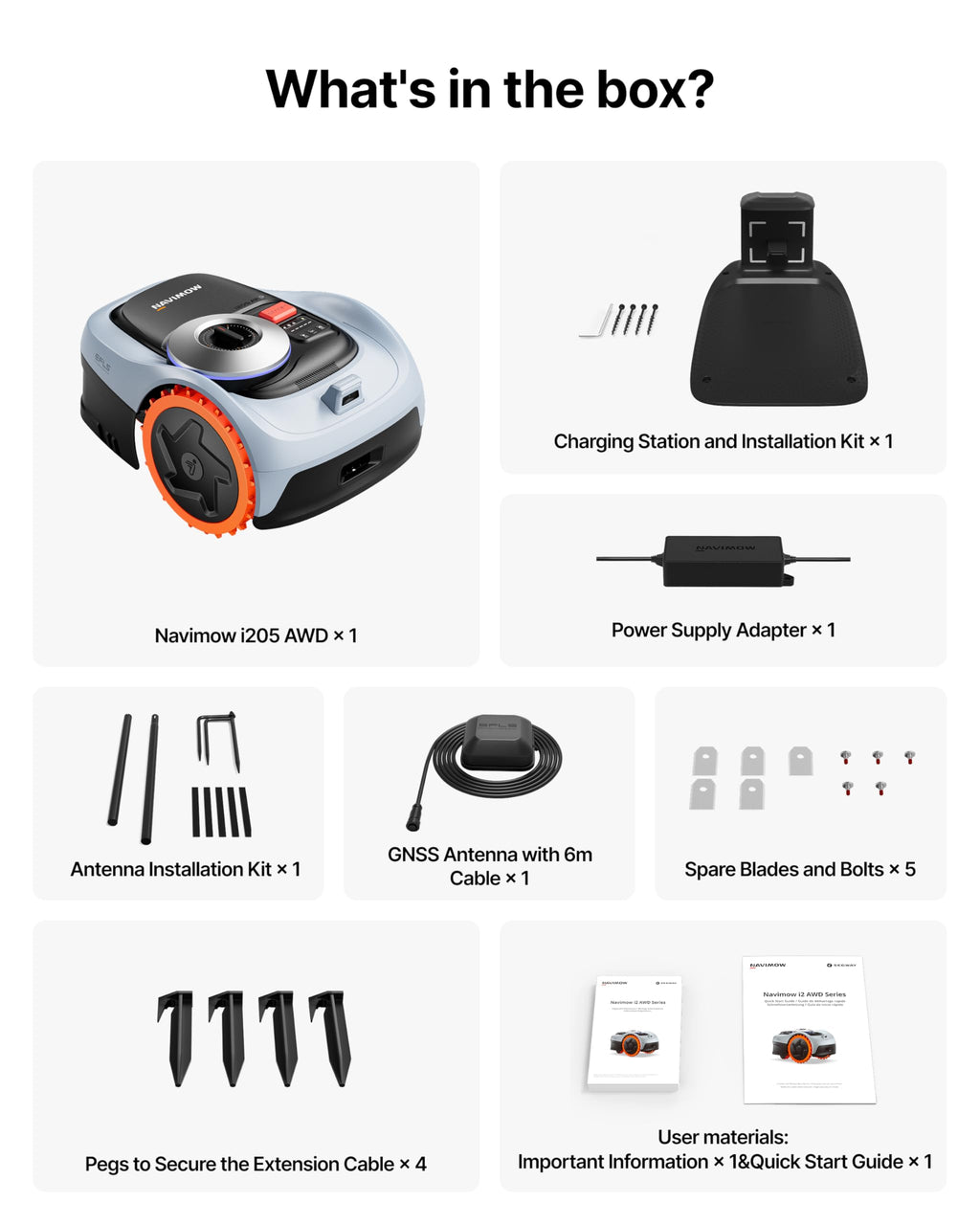 Segway Navimow i205 AWD Robotic Lawn Mower with Garage S, Rec. 500 m²
