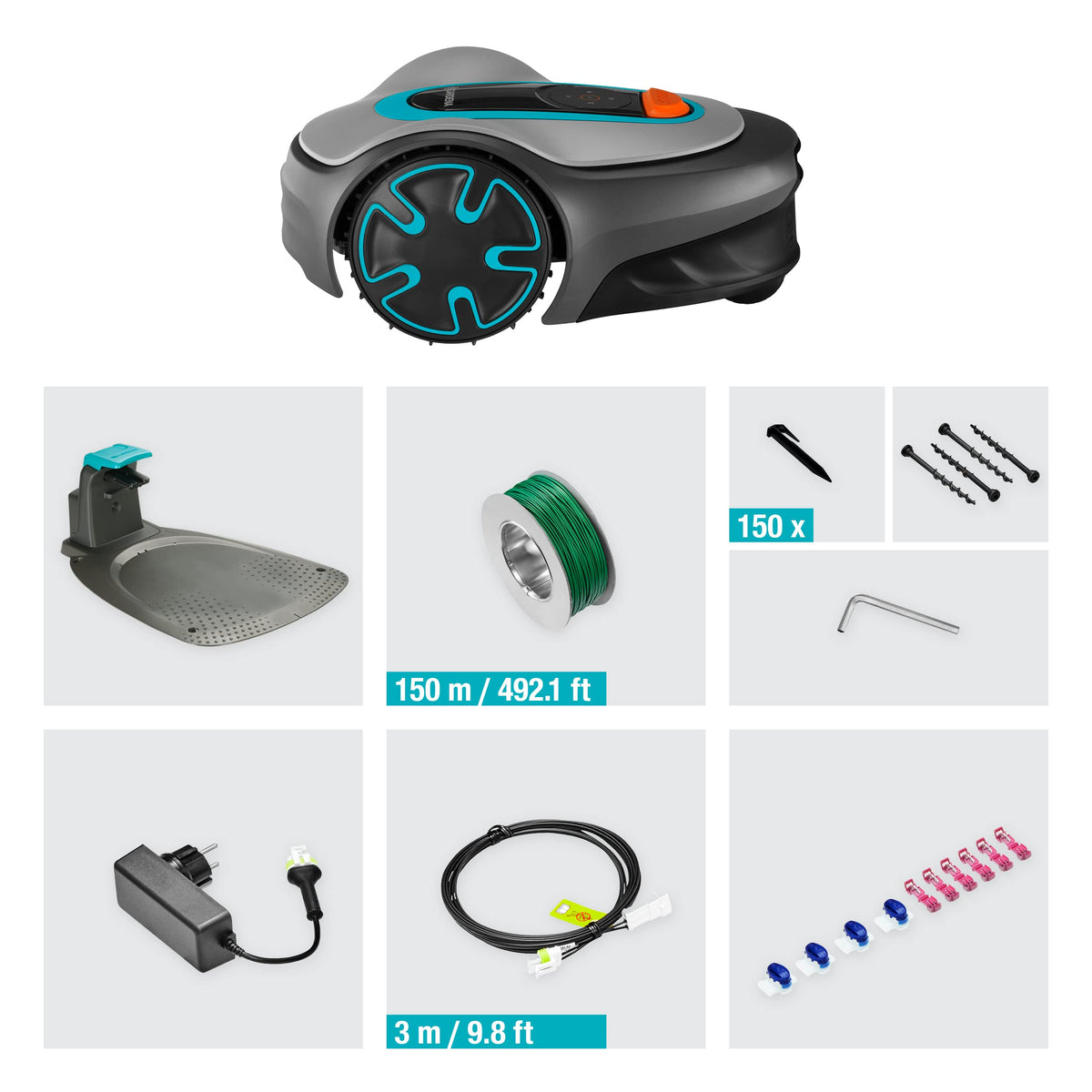 Gardena Robotic Mower SILENO minimo 250 m²: Intelligent lawn mower with excellent connectivity, programmable with the Gardena Bluetooth® app, version with UK plug(15201-28)