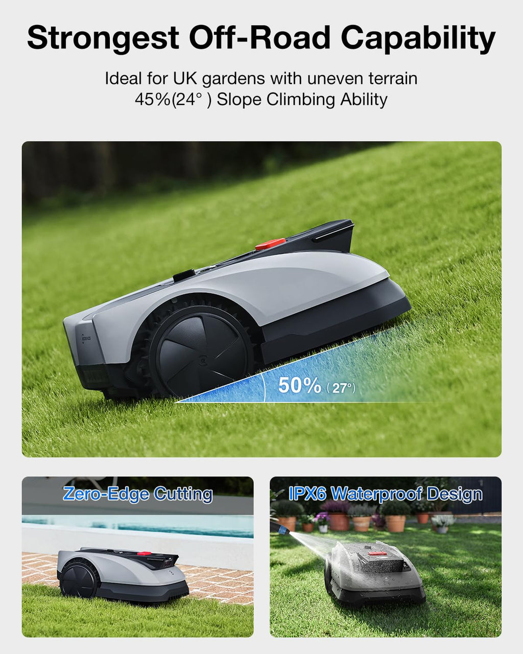 ECOVACS GOAT O600 RTK Robot Lawn Mower,Wire-Free TrueMapping 2.0 RTK Navigation,AIVI AI Obstacle Avoidance,19cm Cutting Width Robot Lawnmower for Medium Gardens up to 600m²,App Control,IPX6 Waterproof