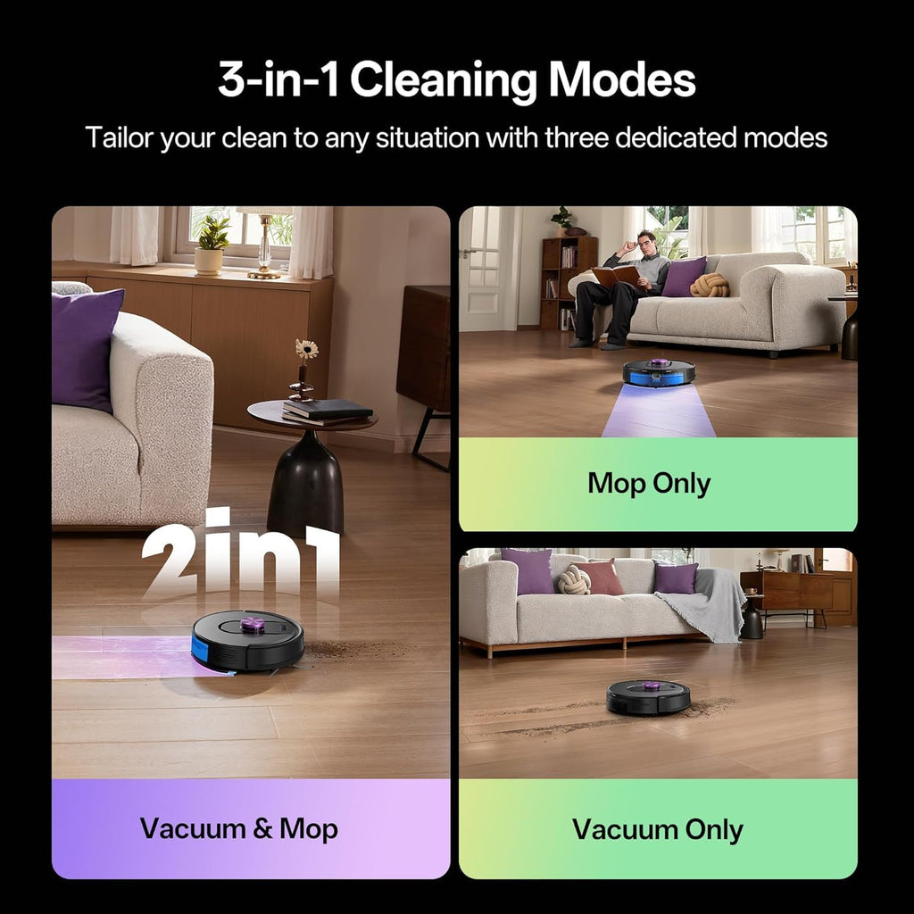 Vexilar Robot Vacuum W15,10000Pa/180Min,Self Emptying,Multi-Cyclone Bagless