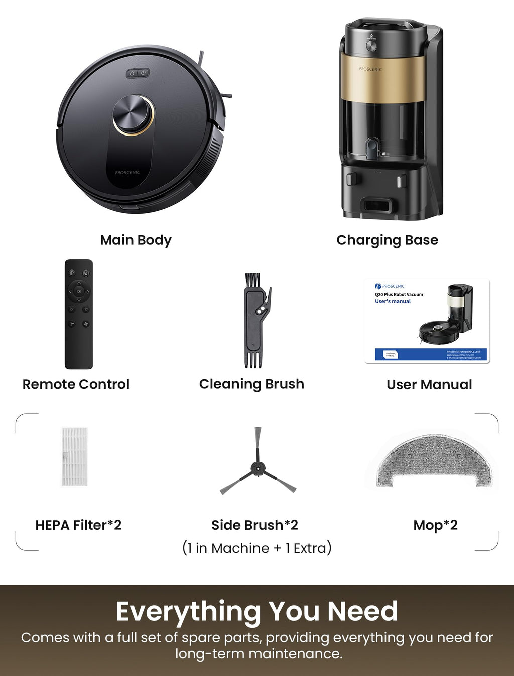 Proscenic Q20Plus Robot Vacuum and Mop, 200-Minute Runtime, 10000Pa