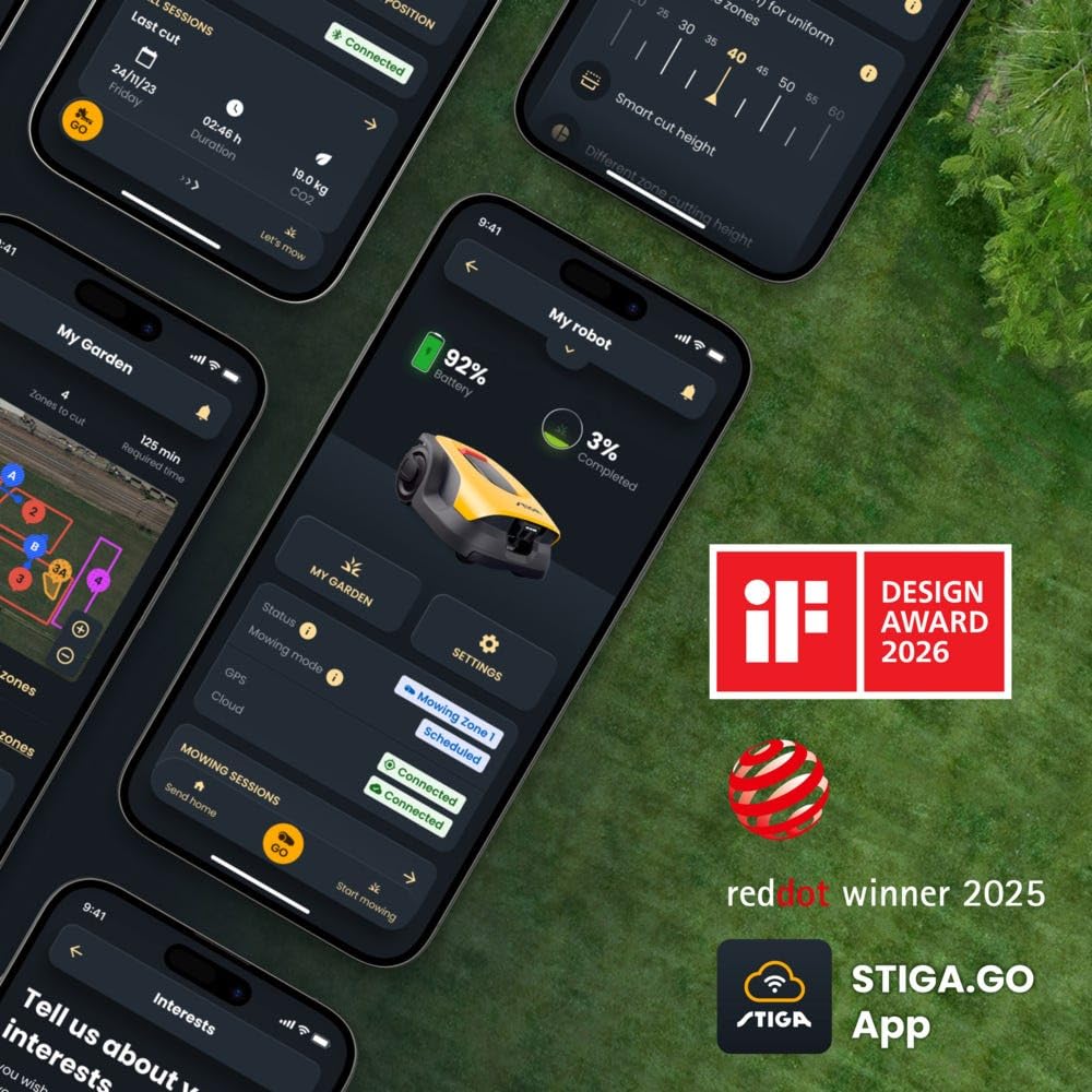 STIGA A 8v a Robotic Lawn Mower, 800 m², 45% Slope – AI Camera, App Control, Smart Mowing Patterns – Lawns up to 800 m²