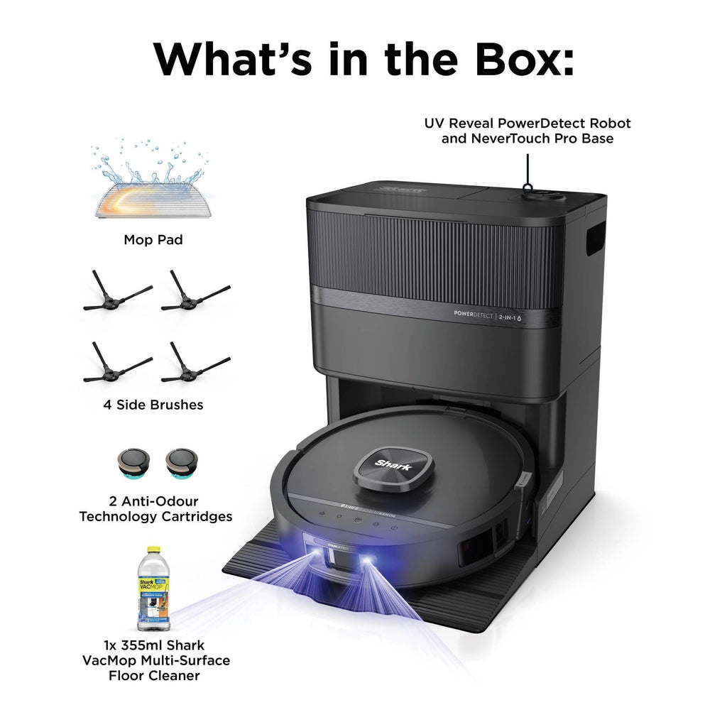 Shark PowerDetect UV Reveal Robot Mop and Vacuum, Black, AV3020XEUK