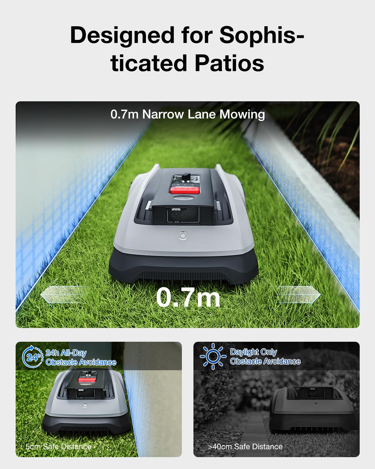 ECOVACS GOAT O600 RTK Robot Lawn Mower,Wire-Free TrueMapping 2.0 RTK Navigation,AIVI AI Obstacle Avoidance,19cm Cutting Width Robot Lawnmower for Medium Gardens up to 600m²,App Control,IPX6 Waterproof