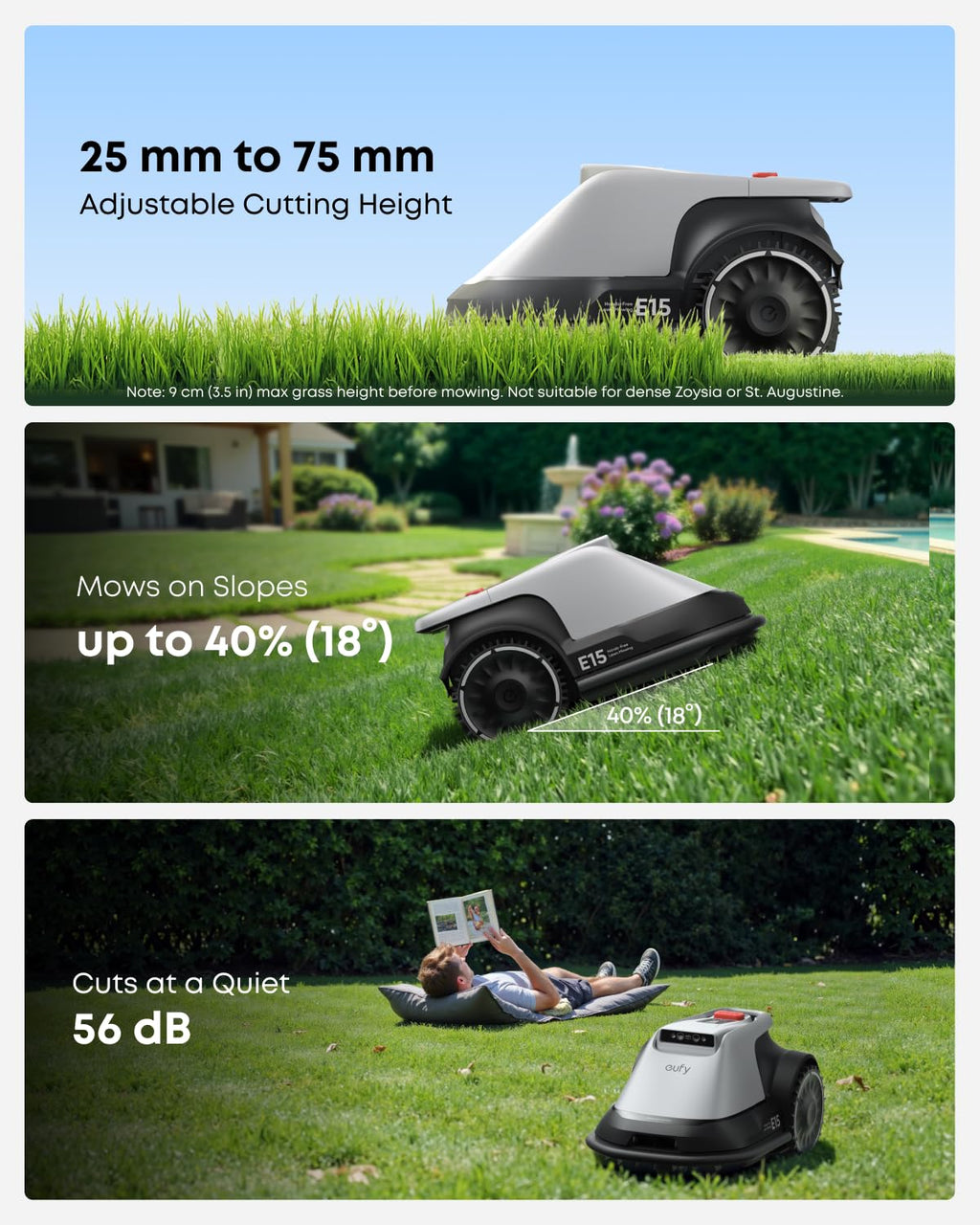 eufy Robot Lawn Mower, E15, Wire-Free with a Stable Signal