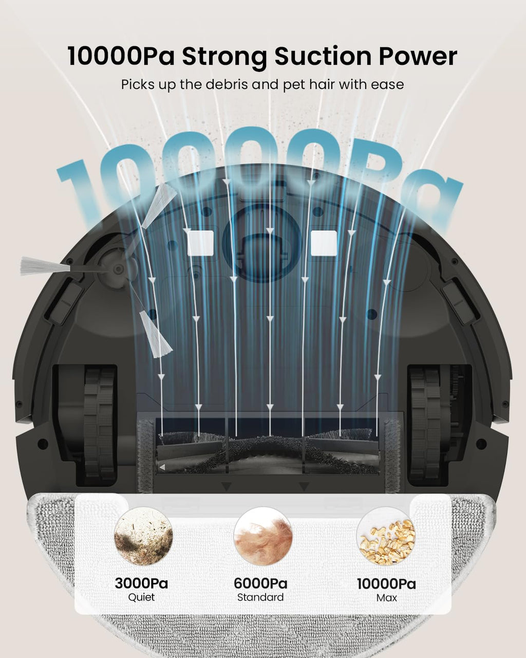 Vexilar Robot Vacuum Cleaner with Mop,10000Pa Strong Suction,Self Emptying