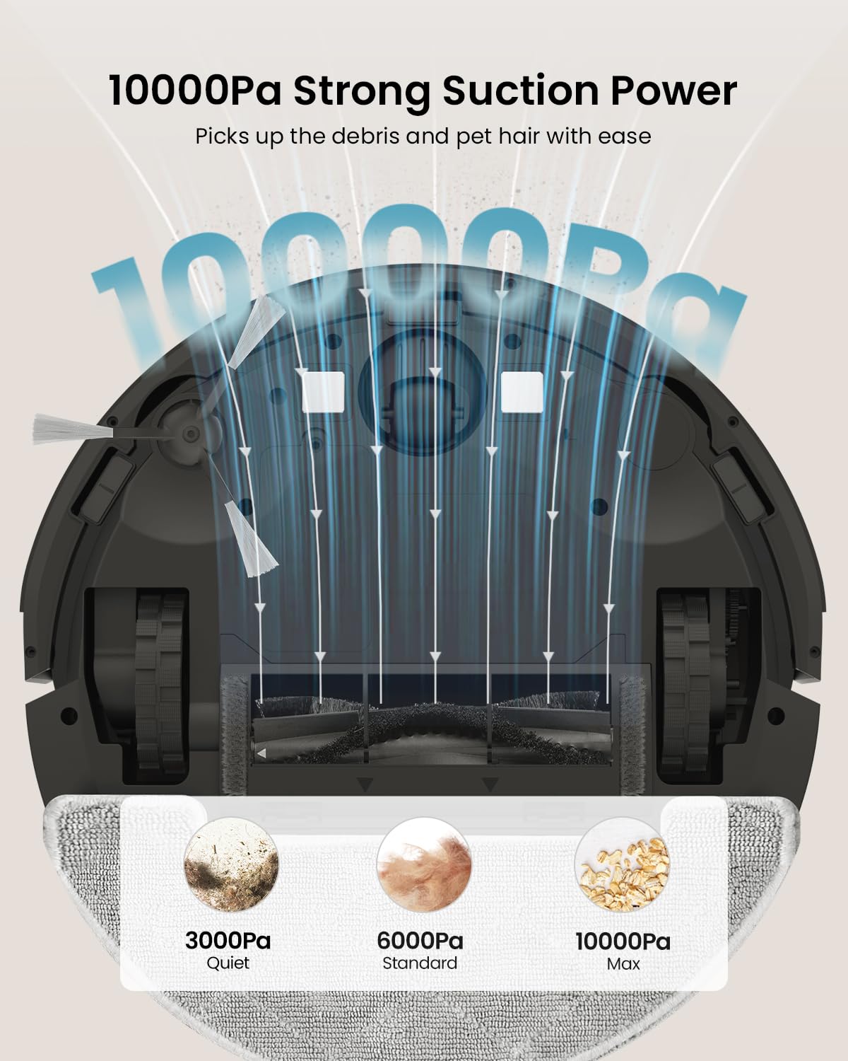 Vexilar Robot Vacuum Cleaner with Mop,10000Pa Strong Suction,Self Emptying