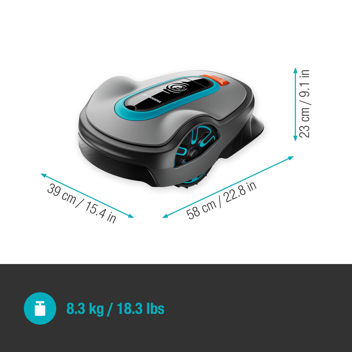 Gardena smart SILENO life 1000 m² robot lawnmower set: Innovative LONA AI technology, controlled via app, SensorControl, for slopes up to 35%, incl. smart gateway, EN version, UK plug (19702-68)
