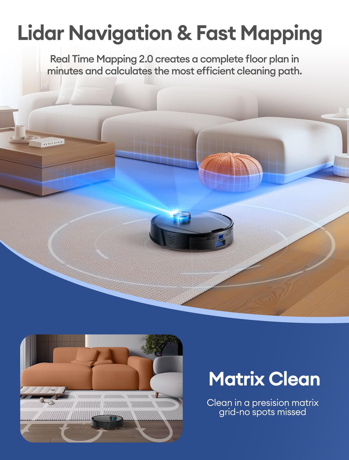 Ultenic Robot Vacuum Cleaner with Mop, Powerful 10000Pa/200 Mins, T20 Pro+
