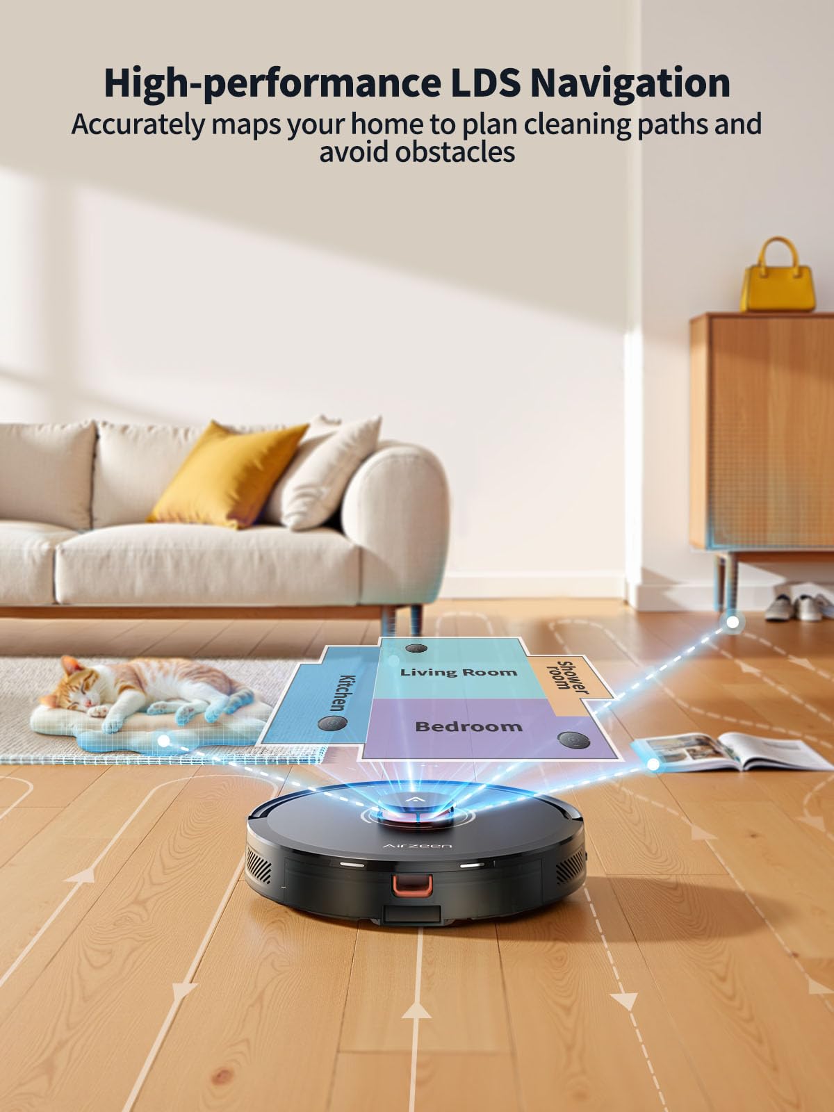 Robot Vacuum Cleaner with Mop, 10000Pa Self-Emptying Robot Vacuum and Mop, Laser Navigator with Smart Mapping Robot Vacuum,180Min Runtime, Schedule, App Alexa Voice Control for Pet Hair/Carpet,Q10 Pro