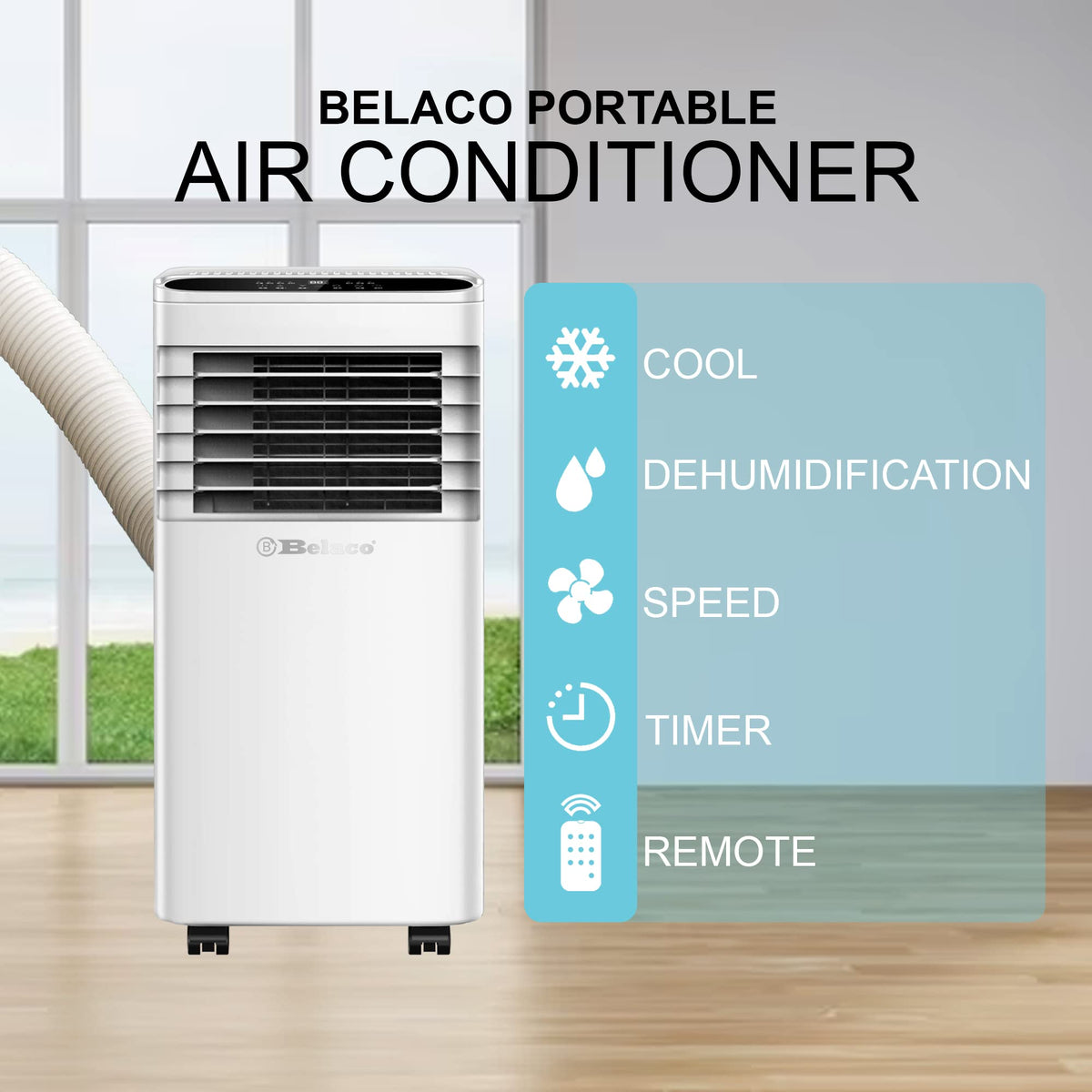 9000 BTU Portable Air Conditioner with Fan, Dehumidifier & Timer Function