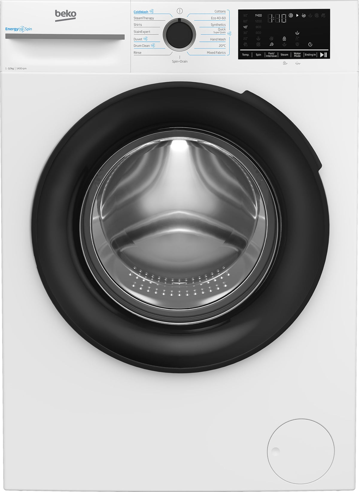 Beko EnergySpin™ BM3WT1241IW 12kg Washing Machine with 1400 rpm - White - A Rated