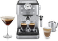 De'Longhi Classic EM450.M, Manual Coffee Machine with Steam Wand, Barista Pump Espresso Machine, Cappuccino Nozzle, Double Wall Filter Basket, 15bar, Fit Mug Up to 13cm, Stainless Steel/Metal