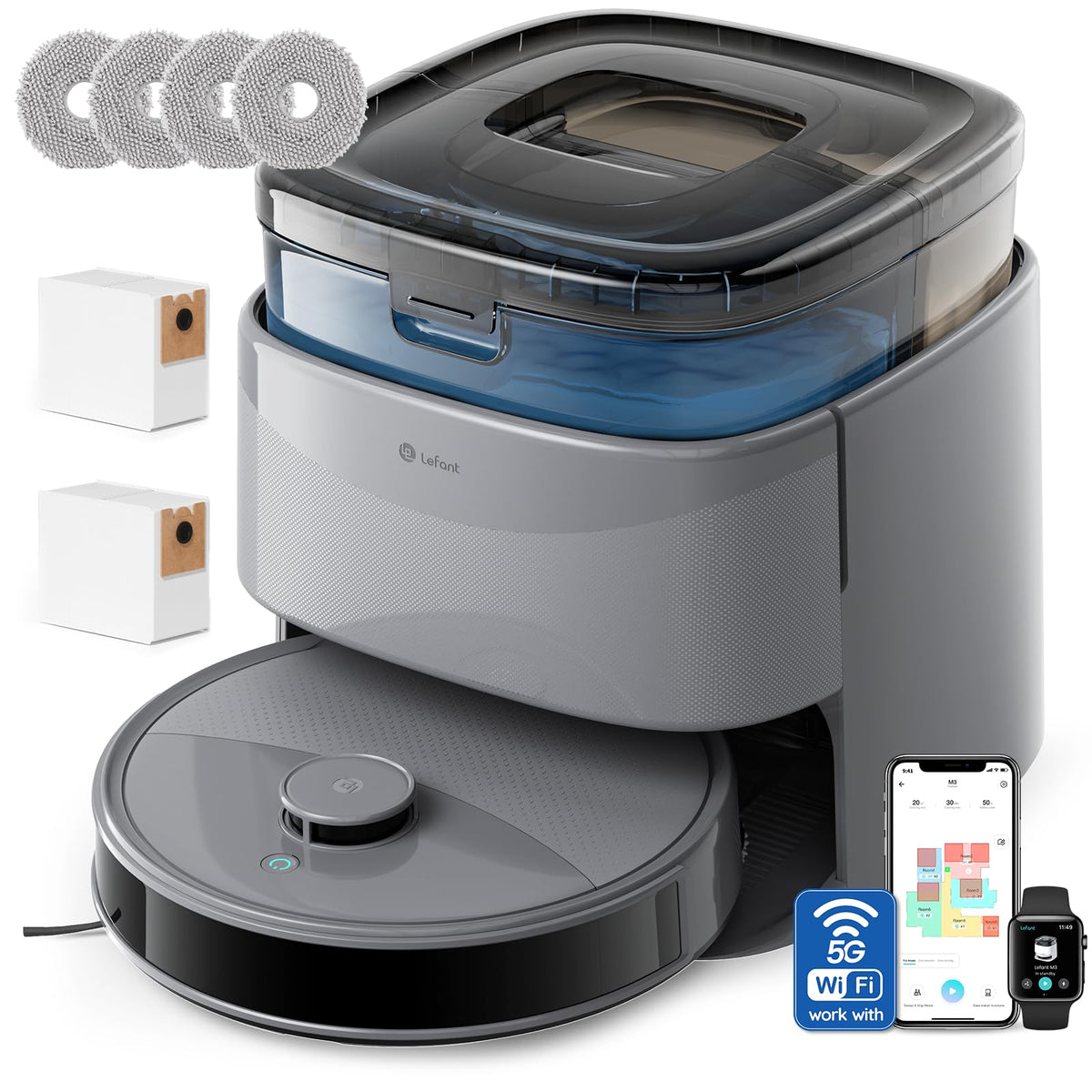 Lefant M3 Max Robot Vacuum Cleaner with Mop, 20,000Pa,Tangle-Free