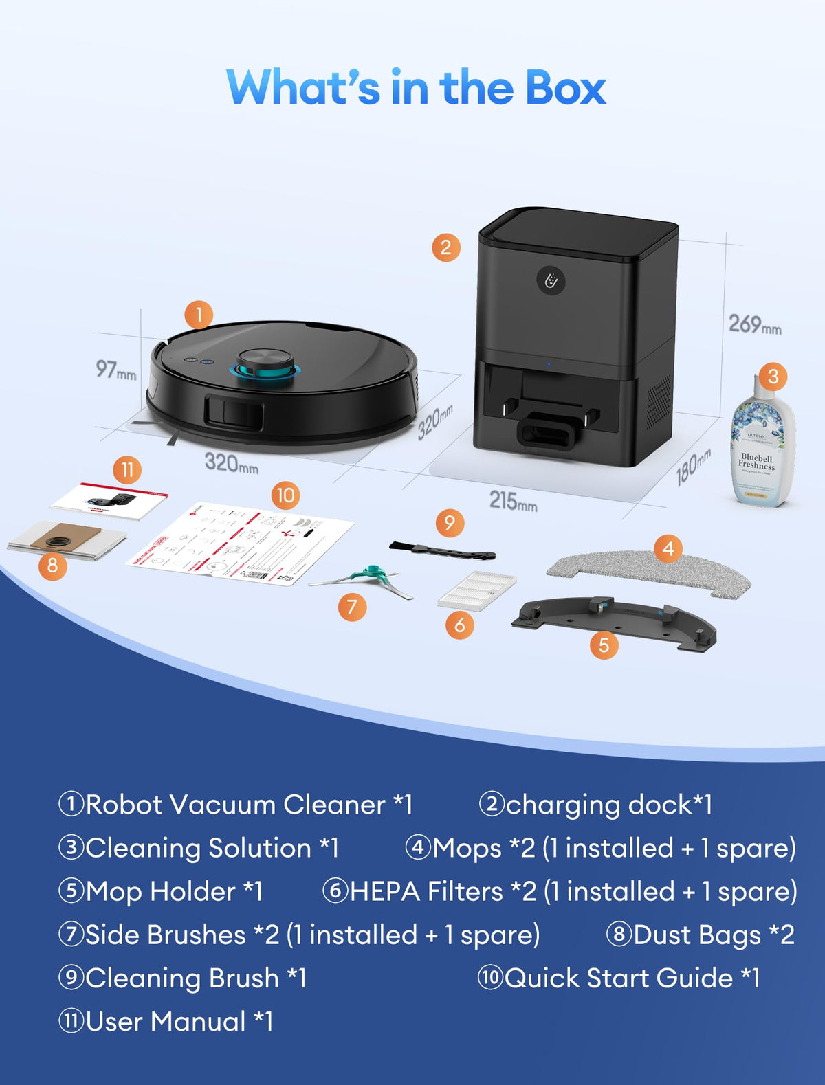 Ultenic Robot Vacuum Cleaner with Mop, Powerful 10000Pa/200 Mins, T20 Pro+