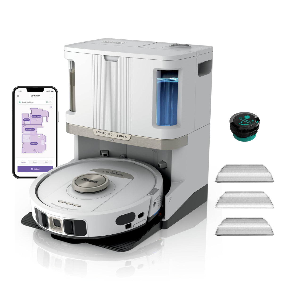 Shark PowerDetect Robot Vacuum and Mop - 3D LiDAR Navigation - White