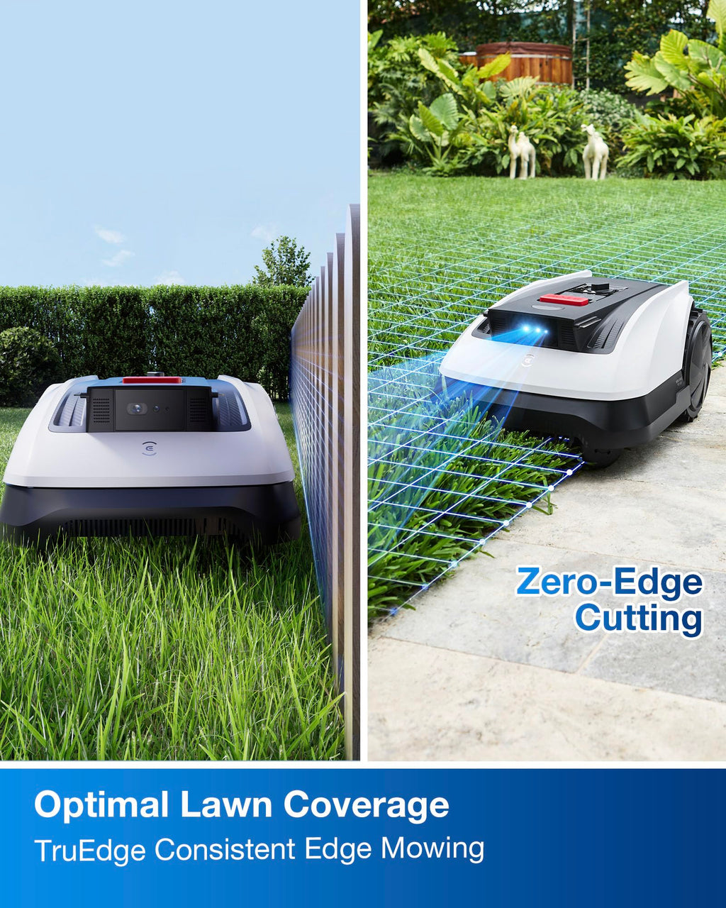 ECOVACS GOAT O800 RTK Robot Lawnmower 800㎡, Wire free, Lidar-Enhanced RTK+Vision Navigation, Pass 0.7m path, Auto Mapping, Customizable Mowing, Edge Presicion Mowing, 45% Slope Climbing