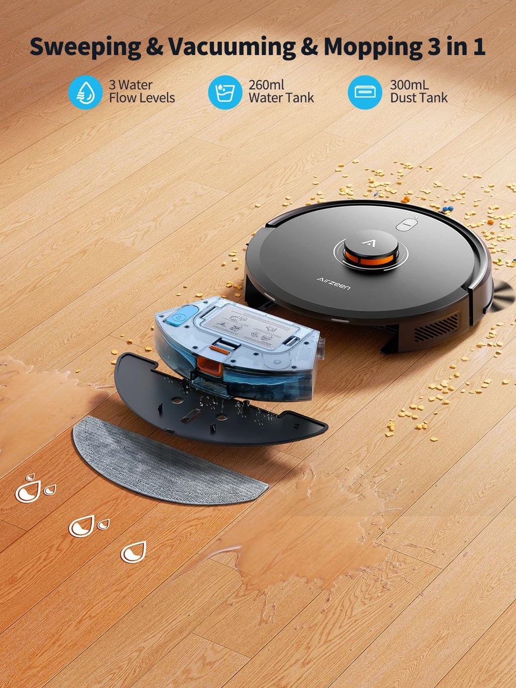 Robot Vacuum Cleaner with Mop, 10000Pa Self-Emptying Robot Vacuum and Mop, Laser Navigator with Smart Mapping Robot Vacuum,180Min Runtime, Schedule, App Alexa Voice Control for Pet Hair/Carpet,Q10 Pro