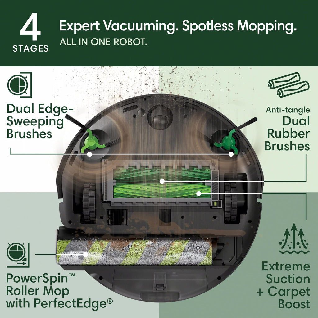 iRobot Roomba Max 705 Combo Robot Vacuum & Mop + AutoWash Dock – Extending self-cleaning Roller Mop, Retractable Cover, Dual Brushes, Self-empties, Heat-Washes & Dries, Avoids Obstacles