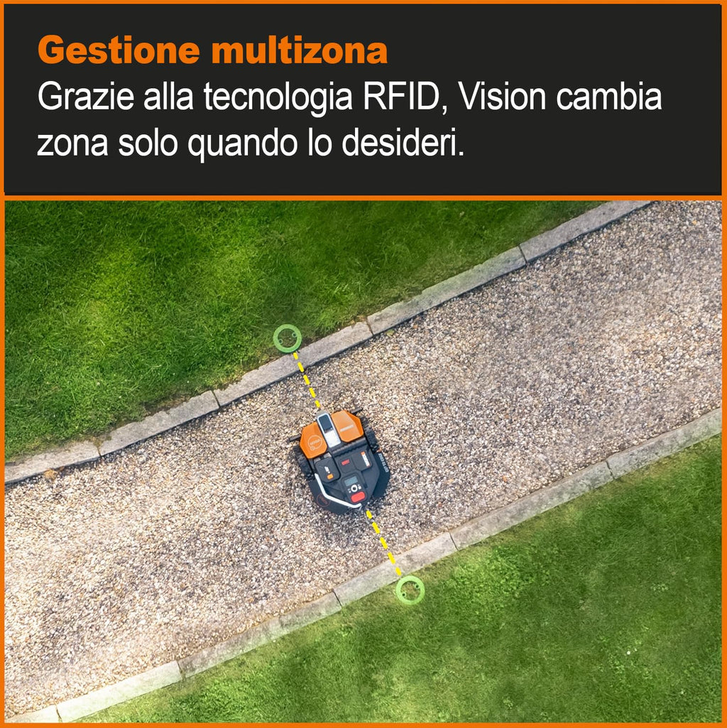 WORX Landroid L WR148E Robot Lawn Mower for large gardens up to 800m2 / Automatic robotic lawn mower for manicured lawn with application control, wifi connectivity