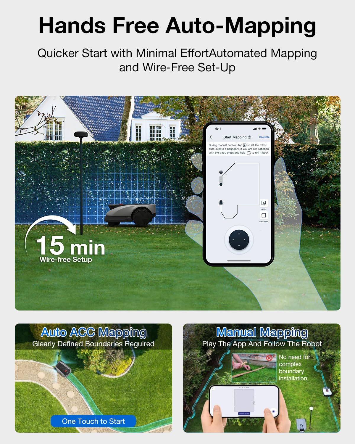 ECOVACS GOAT O600 RTK Robot Lawn Mower,Wire-Free TrueMapping 2.0 RTK Navigation,AIVI AI Obstacle Avoidance,19cm Cutting Width Robot Lawnmower for Medium Gardens up to 600m²,App Control,IPX6 Waterproof
