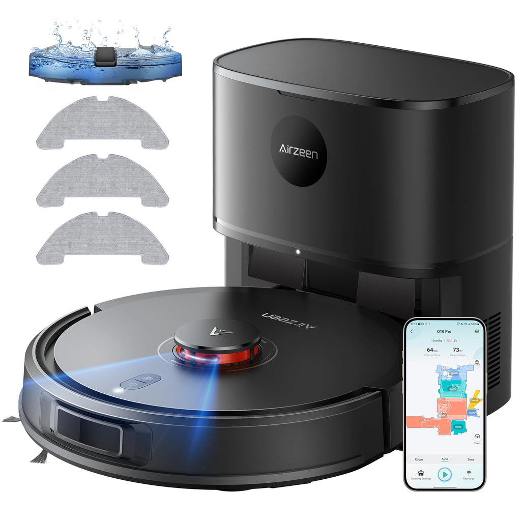 Robot Vacuum Cleaner with Mop, 10000Pa Self-Emptying Robot Vacuum and Mop, Laser Navigator with Smart Mapping Robot Vacuum,180Min Runtime, Schedule, App Alexa Voice Control for Pet Hair/Carpet,Q10 Pro