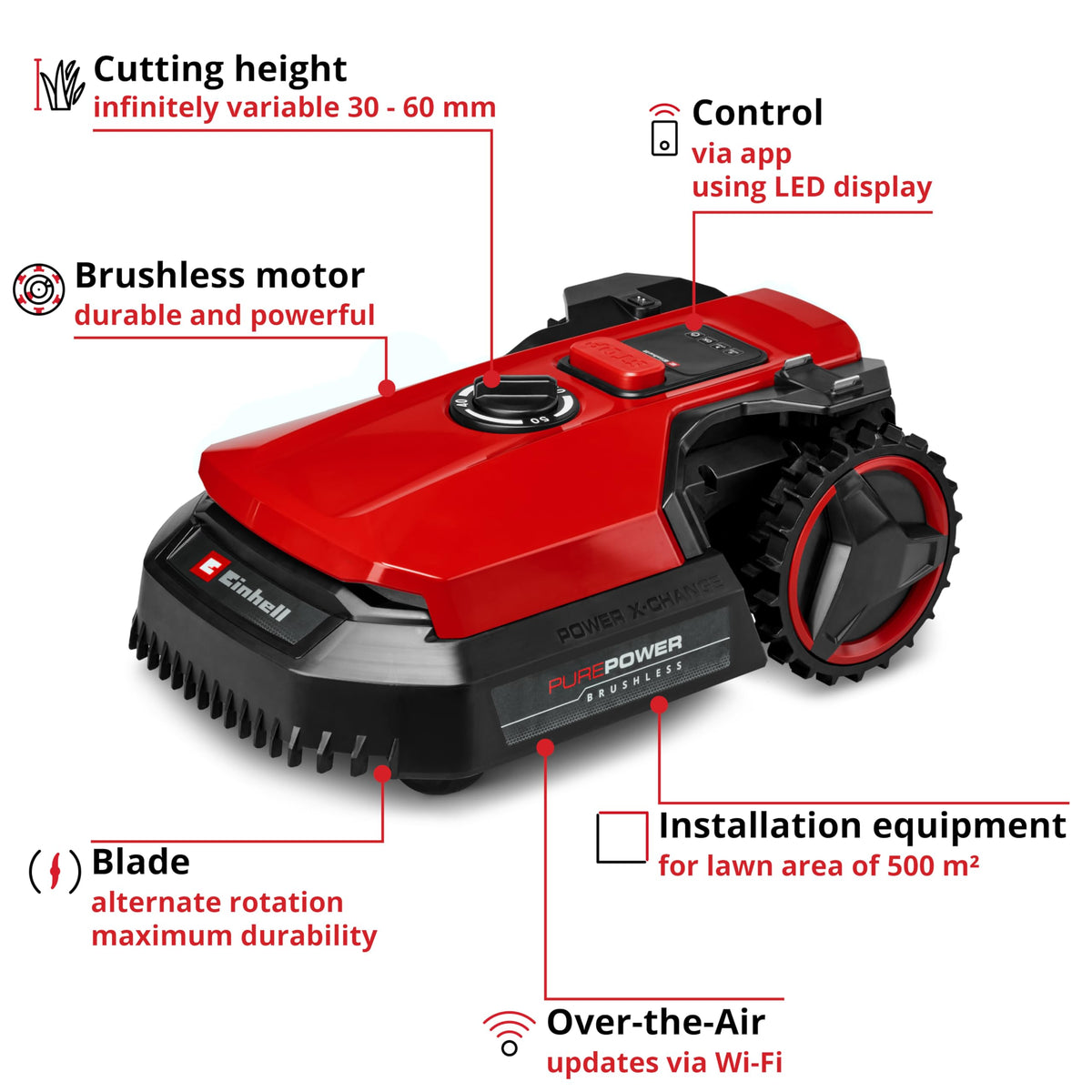 Einhell Robot Lawnmower 18V, Long-Life Battery, App Control