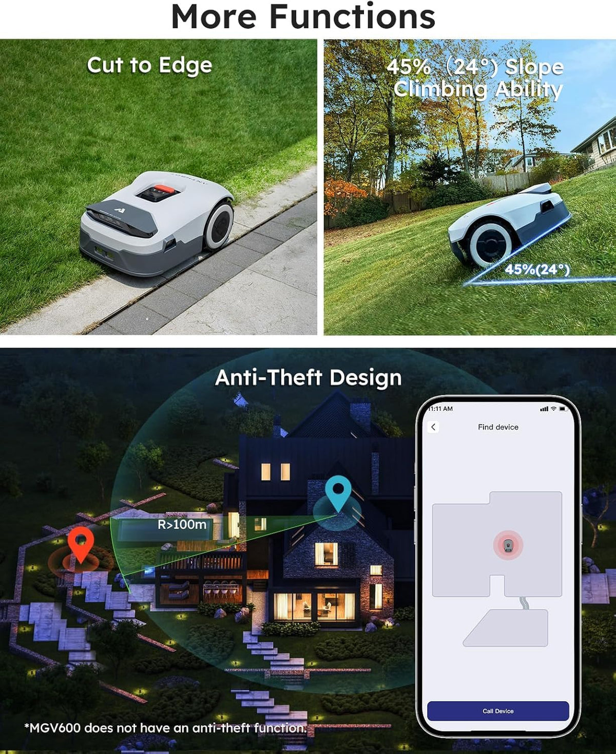 Robot Lawnmower NO Wire - 3000m², Full Band RTK+4-Eye Vision Robotic Lawn Mower, Automatic Mapping, 30 Multi-zone Management, Accurate Obstacle Avoidance, Intelligent Anti-Theft, APP Control