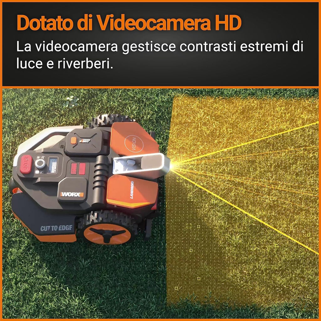 WORX Landroid L WR148E Robot Lawn Mower for large gardens up to 800m2 / Automatic robotic lawn mower for manicured lawn with application control, wifi connectivity
