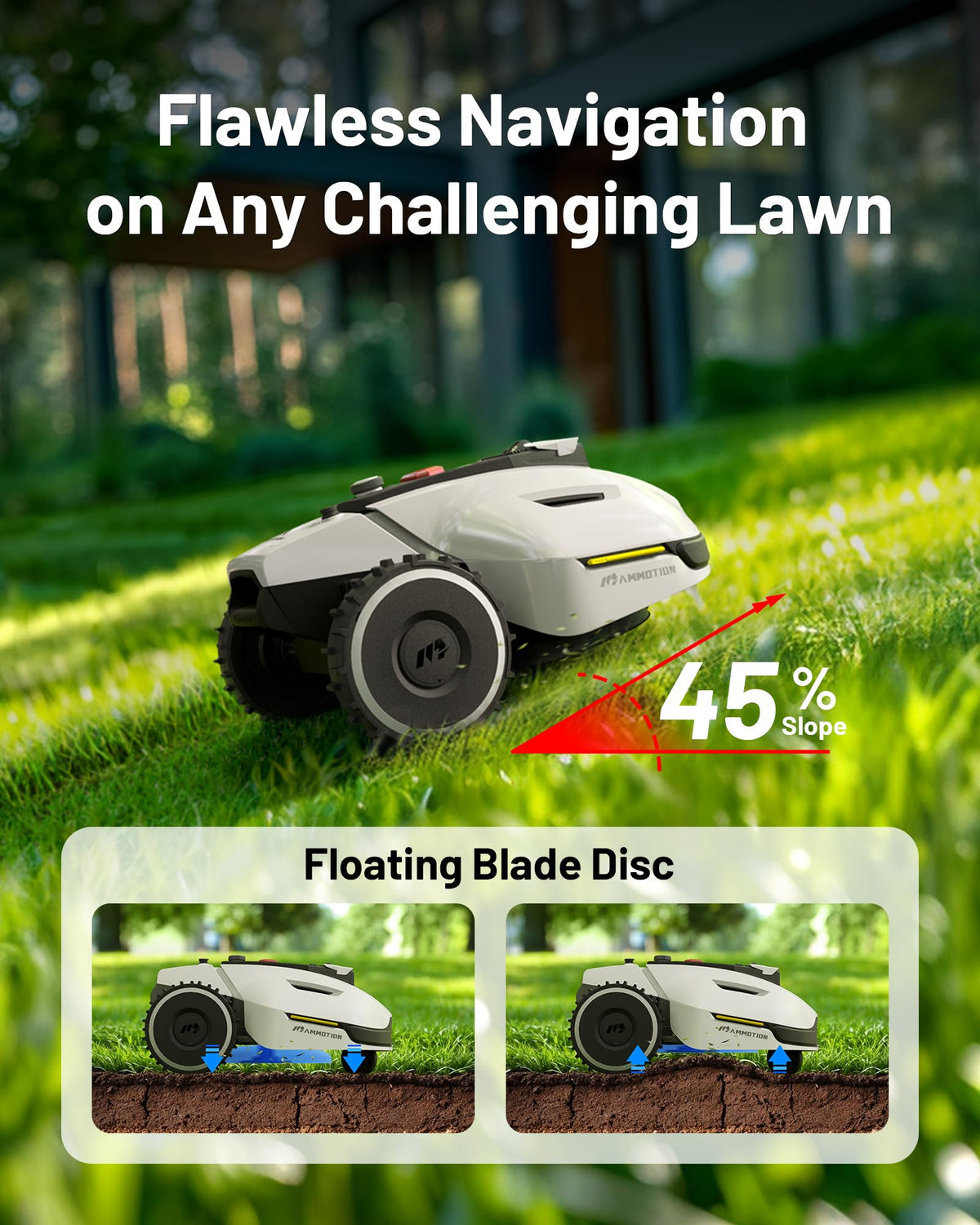 MAMMOTION YUKA 1500 Robot Lawn Mower, up to 1500m², 3D Vision and RTK, 45% Slope, Peripheral Wireless Installation, Multi-Zone Management and Prohibited Zone, Anti-theft