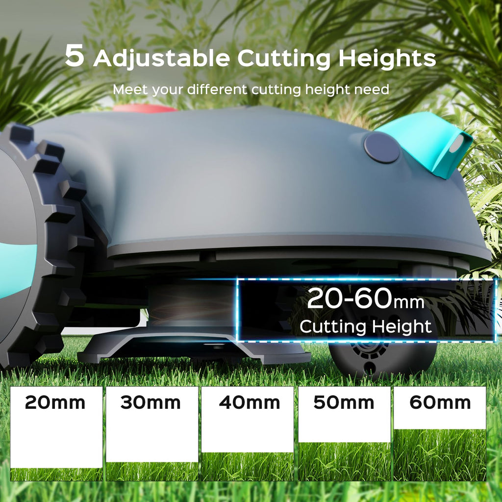 YARDCARE V100 Robot Lawnmower without Boundary, Vision Navigation, 150 Obstacle Dectection,Adjustable Cutting Height,Magnetic Wires,Robotic Lawnmower with 4Ah Battery-Ideal for Small Lawns up to 150m²